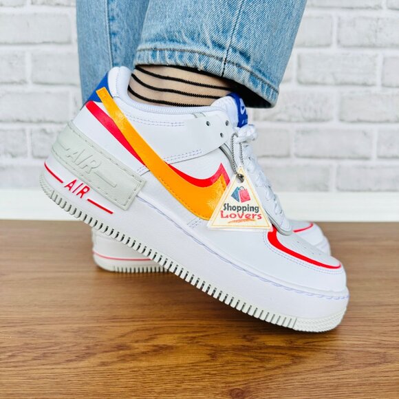 ⭐Nike Air Force 1 Shadow 8 Women's Retro Shoes Sneakers White Orange DZ1847-100⭐ - Picture 3 of 14
